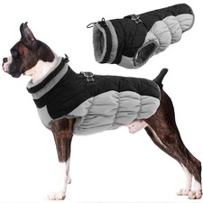 Dog Coat Warm Dog Winter Coat Waterproof Dogs Jacket with Harness Built in BLACK