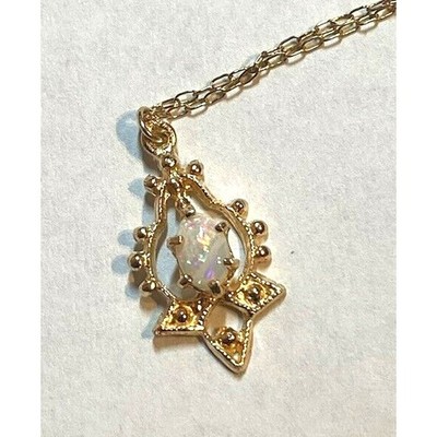 14K GELBGOLD UND OPAL ANHÄNGER HALSKETTE SKY