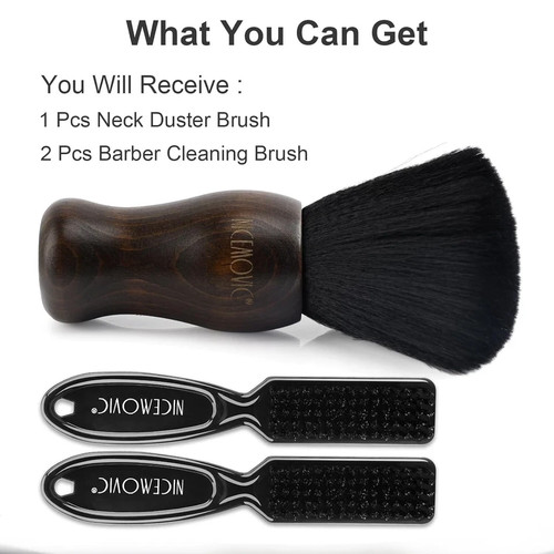 Set de brochas para barbero 3 en 1, cepillos de nylon, marrón y negro. - Picture 2 of 5