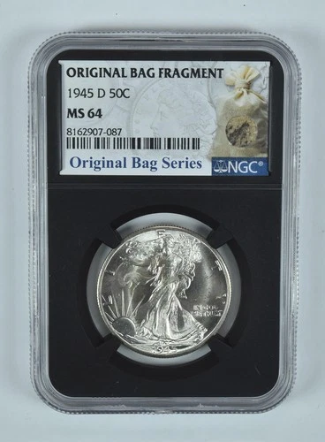 1945-D Walking Liberty Half Dollar Original Bag Fragment MS64 NGC *9031