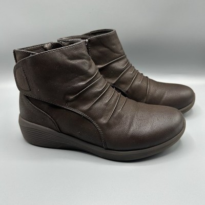 Skechers Flat Memory Foam Zip Up Boots Women s Size 8 Brown