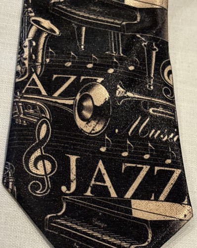 Saxophone and Piano Tie Men's Music Jazz Neck Ties Necktie - Picture 2 of 5