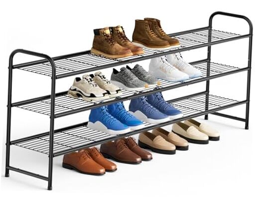 3-Tier Black Metal Shoe Rack Organizer 11.4x43x24.4 for Closets