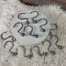 Chrome Shower Curtain Hooks 12 Modern S Shaped Metal Glide Hook Ball End