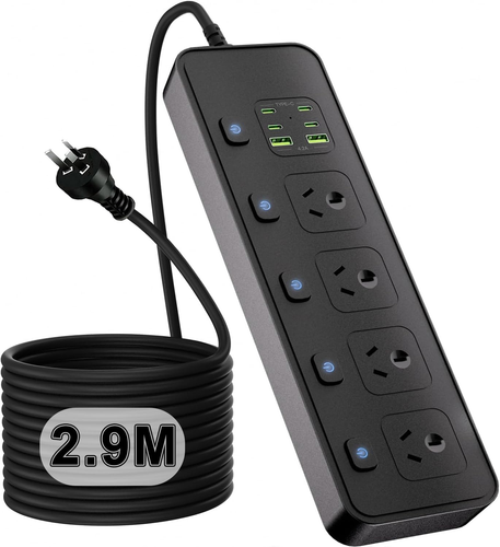 10-In-1 Power Board 3250W Individual Switch 4 AC Outlets 6 USB Surge Protector - Picture 10 of 10