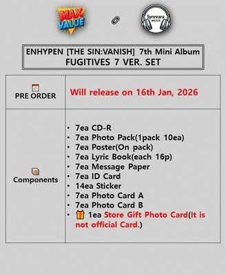 ENHYPEN [THE SIN : VANISH] Album FUGITIVES 7 Ver SET / CD+Photo+
