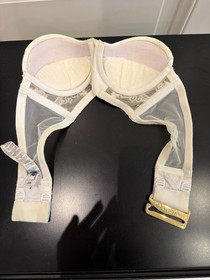 La Perla Ivory Strapless Underwire Bra 32B Embroidered Mesh Italy
