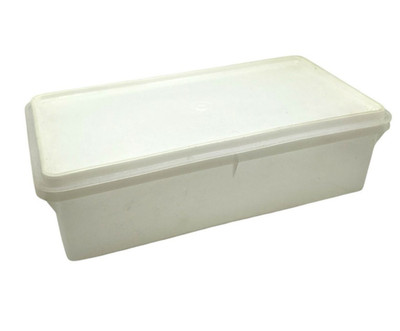 Tupperware 677-1 Cold Cut Bacon Keeper White Rectangular Container Lid USA 2 pc