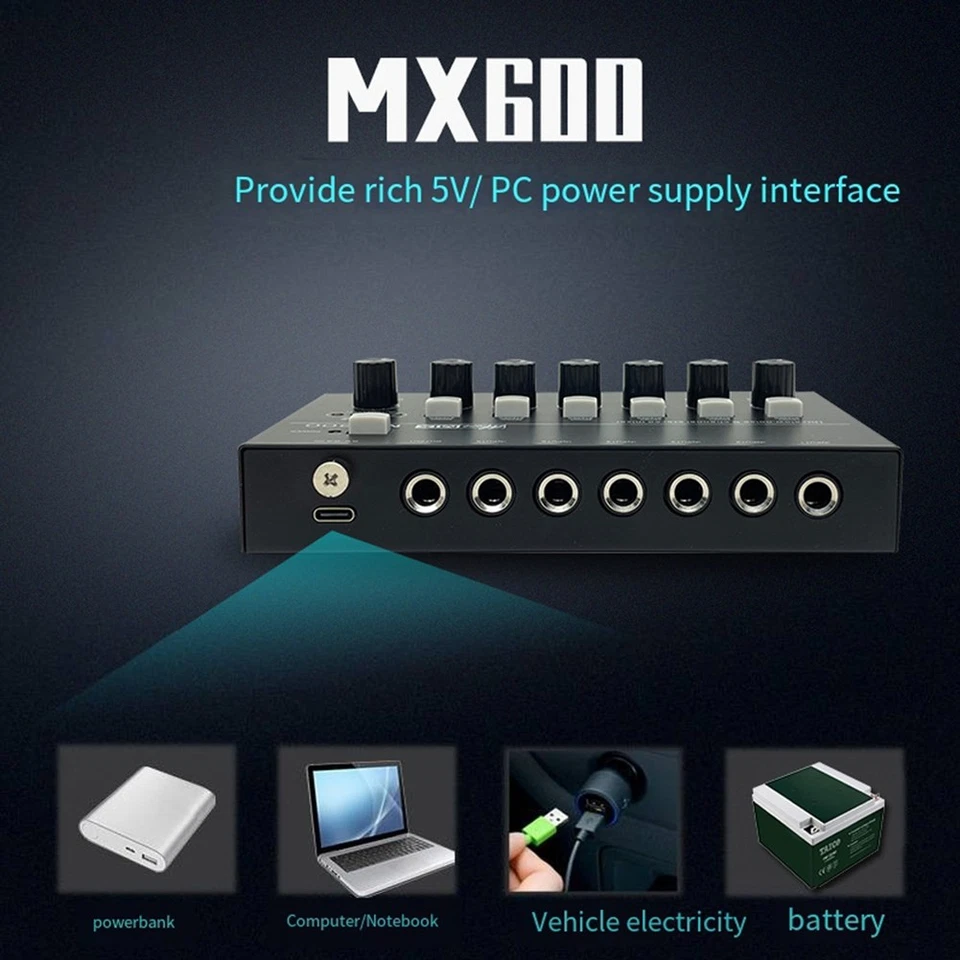 6 Kanal Ultra Low Noise Stereo Line Mixer Professional Sound Mixer 8003 - Bild 3 von 4