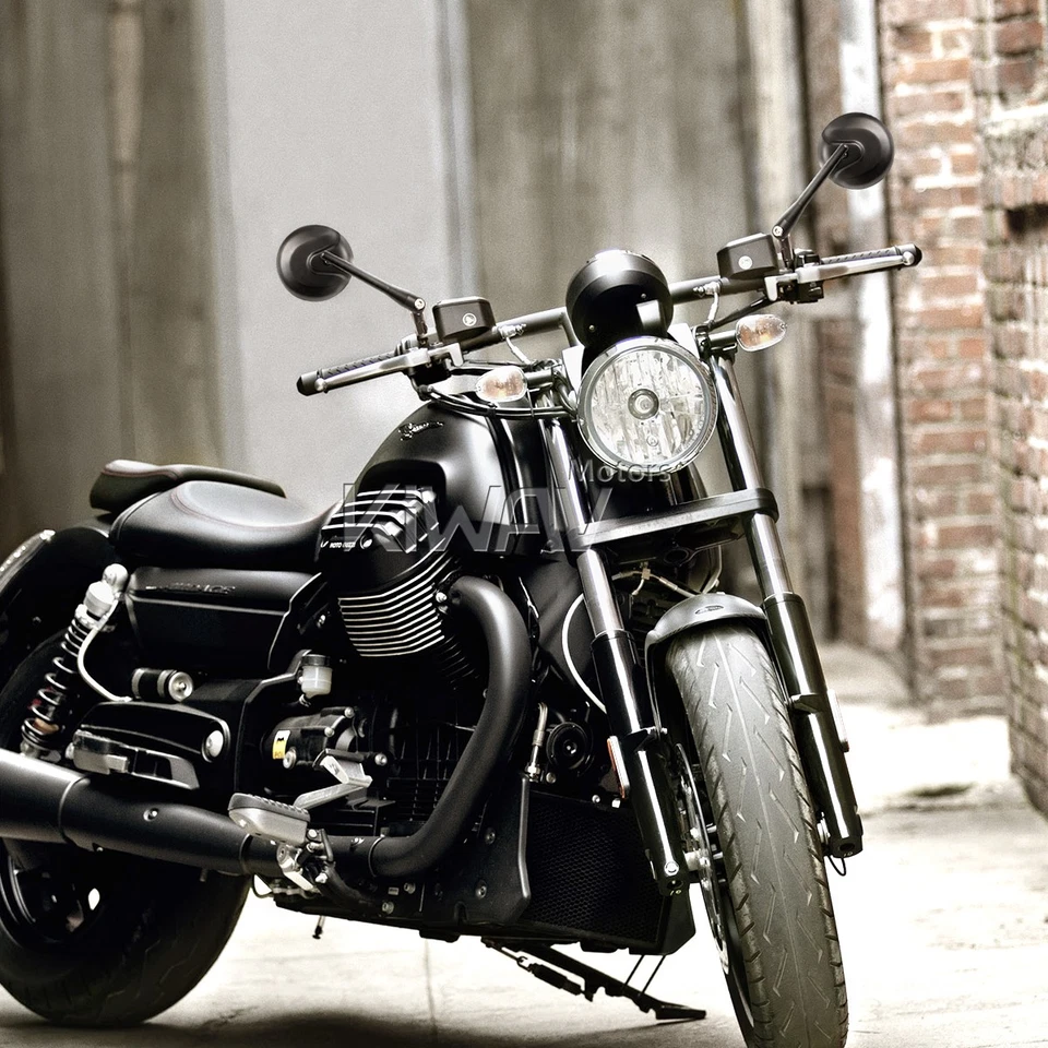 Espejo retro estilo redondo retro alta calidad negro se adapta a Harley-Davidson Road King Foto 3 de 4