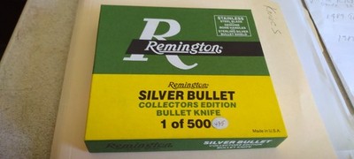 Mint 1989 Remington Engraved R1128SB Trapper SILVER Bullet Knife 1-OF-500 MADE..