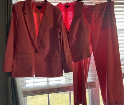 J.Crew Re-Imagined 3-Piece Matching Suit Blazer Vest Wide-Leg Pants Pink 16 XL