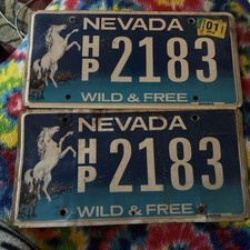 Expired Nevada License Plate Pair Hp Wild Horse Stallion Mule Donkey Reno Free