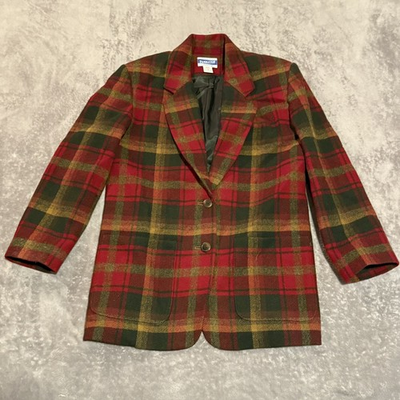 #ad #ad Vintage Pendleton Jacket Men’s Sm Red Plaid Chore 2 Button Wool Blazer $59.99
