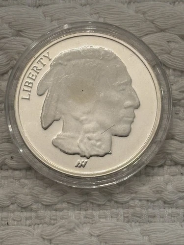 ASAHI BUFFALO DESIGN PROOF SILVER ROUND .999 IN CAPSULE