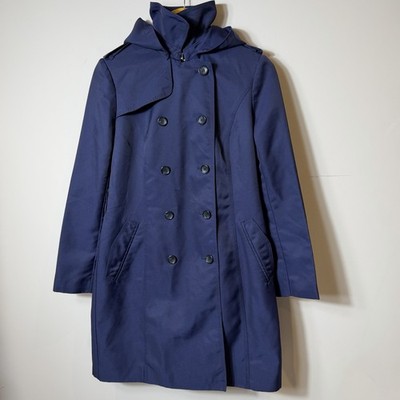 DKNY Damen dunkelblau leichter Trenchcoat gefüttert Knopf Wind Regen Jacke Extra Small