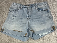 Risen Single Cuff Denim Shorts Women's Small Blue Flat Front Casual