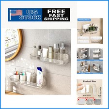 2pc Acrylic Wall Mount Organizer - Elegant Self-Adhesive Shelves for Versatil...