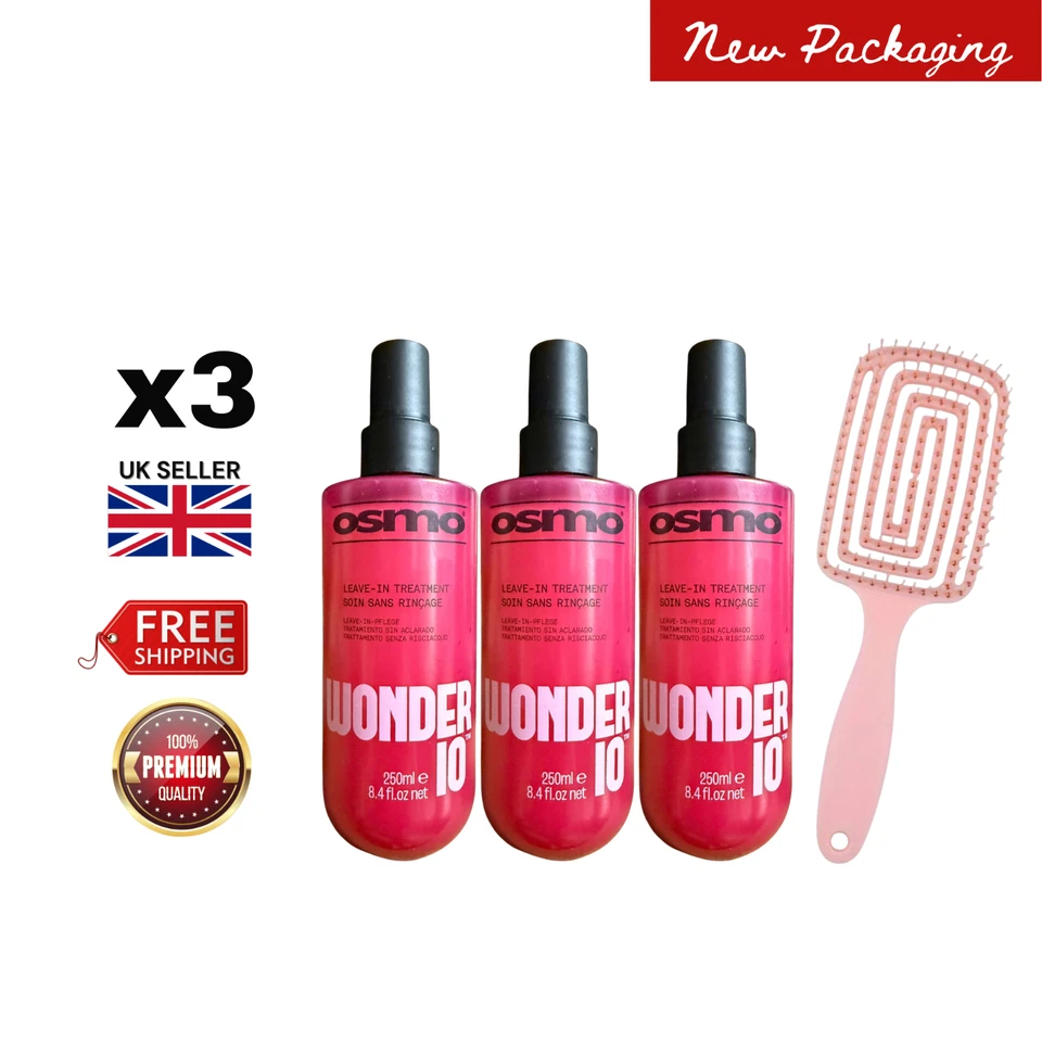 3 x Osmo Wonder 10 250ml with Hair Brush Bundle – 10 Benefits in 1 Bottle!