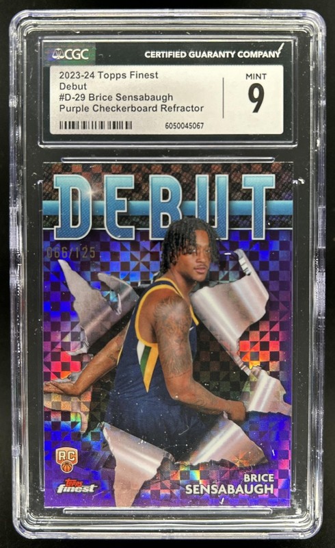 2023-24 Finest Brice Sensabaugh Debut RC Purple Checker Refractor #/125 CGC 9