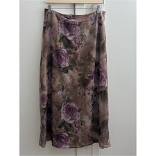 Vintage Women's Medium Maxi Skirt Floral Whimsigoth Cottagecore Romantic Mauve