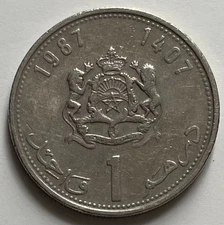 Morocco 1 Dirham 1987 - King Hassan II