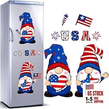 9 Pieces Gnome Magnets for Refrigerator Holiday Fridge Magnet Patriotic USA