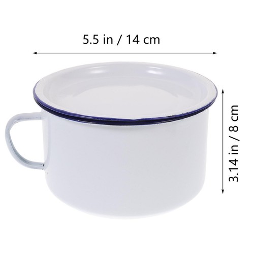 Enamel Instant Noodle Bowl - High Capacity, White, Suitable for Food, Dessert... - Picture 7 of 9