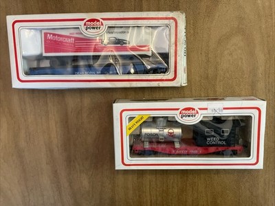 Model Power Weed Control Work Caboose & Flat Car W/ 40 Trailer