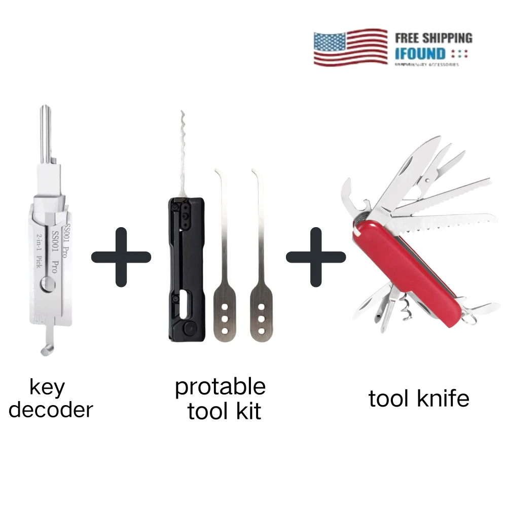 Multi-Tool Knife + SS001 PRO Lock Decoder + Door Opener Kit  Camping & Emergency