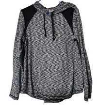Danskin Now Large Womens 12 14 Black Gray Long Sleeve Hoodie Fitness