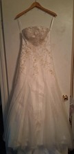 Casablanca Bridal 1827 Strapless Tulle Bridal Gown Ivory Sz 4 Beaded lace