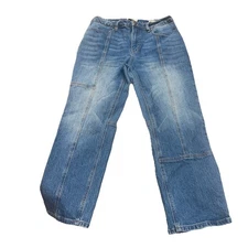 Bootbarn Cleo + Wolf Jeans Womens Size 30x27 Blue High Rise Straight Seamed 