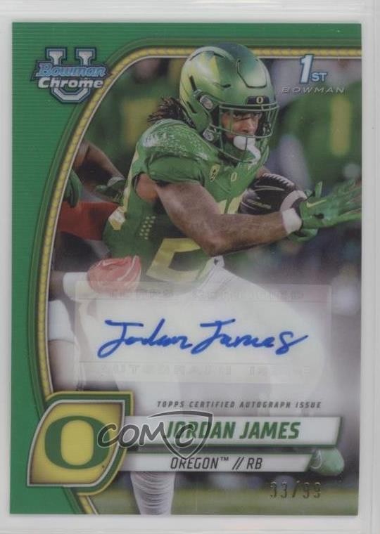 2024 Bowman U Chrome Prospect Green Refractor 33/99 Jordan James Auto 0xi8