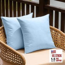 Outdoor Waterproof Throw Pillow Covers Set of 18" x 18" Pack of 2 Light Blue