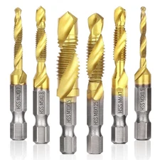 3 in 1 Spiral Tap Hex Shank Drill Bit Set,M3/M4/M5/M6/M8/M10 Drill Bits