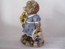 Teddybär Teddy-Frau mit Blumen 11 cm Teddyfigur Deko Kunstharz Polyresin