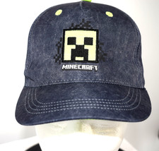 Minecraft Creeper Hat Acid Wash Black Neon Green Adjustable Gamer Baseball Cap