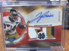 2025 Bowman U Best Jadarian Price Dual Relic Auto/25 Gold Color Match Notre Dame