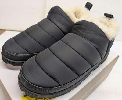 Natural Reflections Quilted Nylon Booties Slippers Shoes Womens 9M Black 3708403