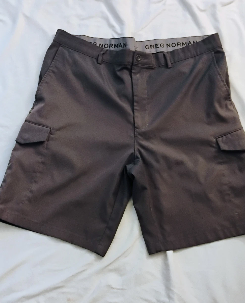 Short de golf Greg Norman homme 40 Tan Khaki Chino plissé