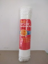 1/4 In. X 50 Ft. White Nylon Twisted Rope , Tie, Pull, Swing  Knot- 141lbs