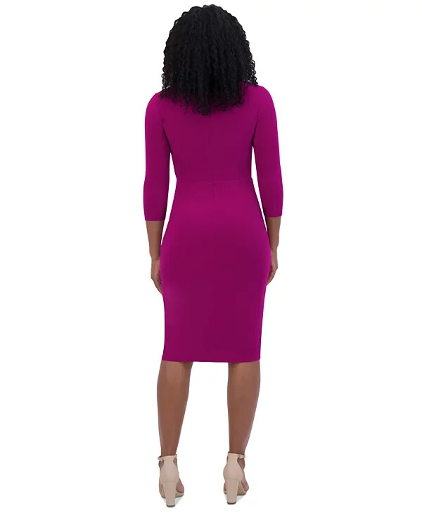 Jessica Howard Petite Ruched Ruffled Sheath Dress, Magenta, SIZE-8P