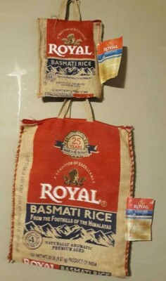 Royal Basmati Rice Empty Handled Bags Lot of 2