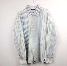 Ted Baker Shirt Mens 5 Yellow Blue Striped 100 Cotton Button Up Long Sleeve