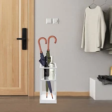 Metal Square Umbrella Rack Cane Holder Modern Entryway Umbrella Rack w/Drip Tray