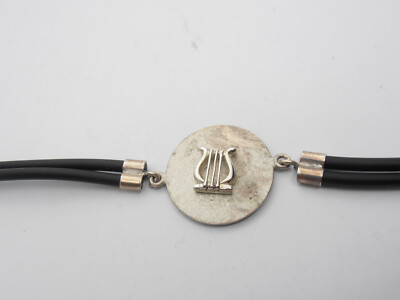 Cetra: Cozzi Gioielli Bracelet in Sterling Silver 925 and Rubber Lyre Musician