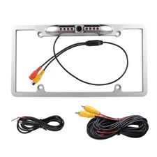 Backup Camera US License Plate Frame Night Vision Car Rearview Parking Silver