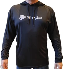 SLICKLINE Logo UPF 50+ UV Quick Dry Cool Long Sleeve Hoodie Fishing Shirt BLACK