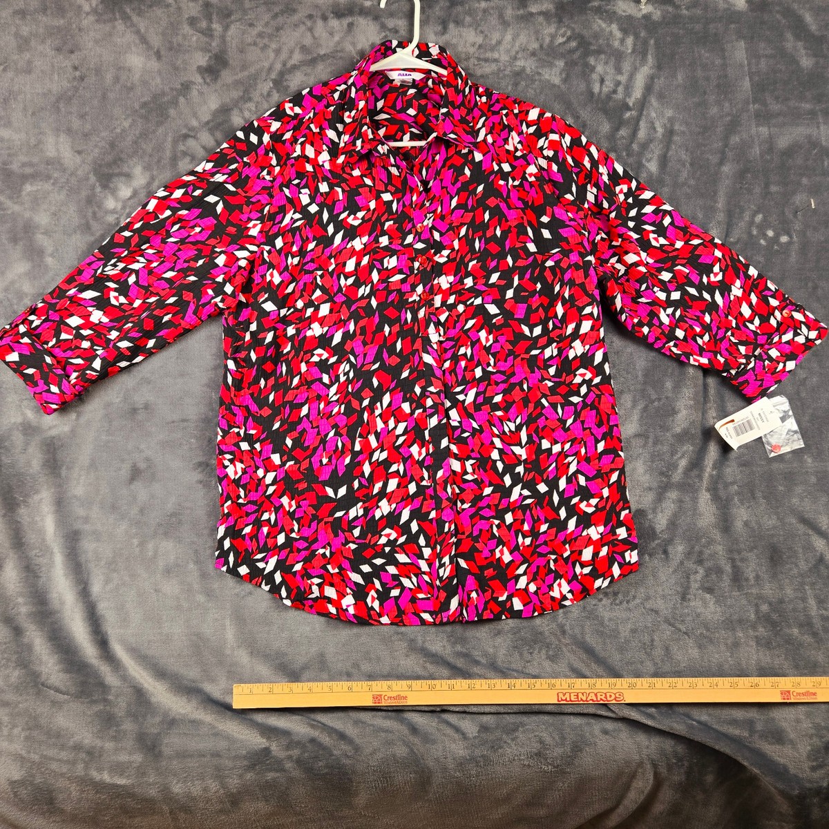 Alia Ladies 3/4 Length Sleeve Red Black White Pink Geometric